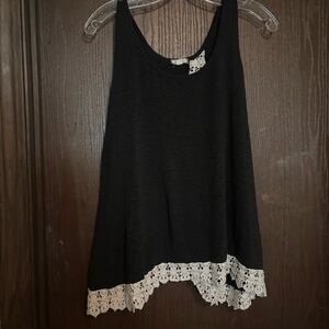 Dark Gray Lace Trim Tank Top